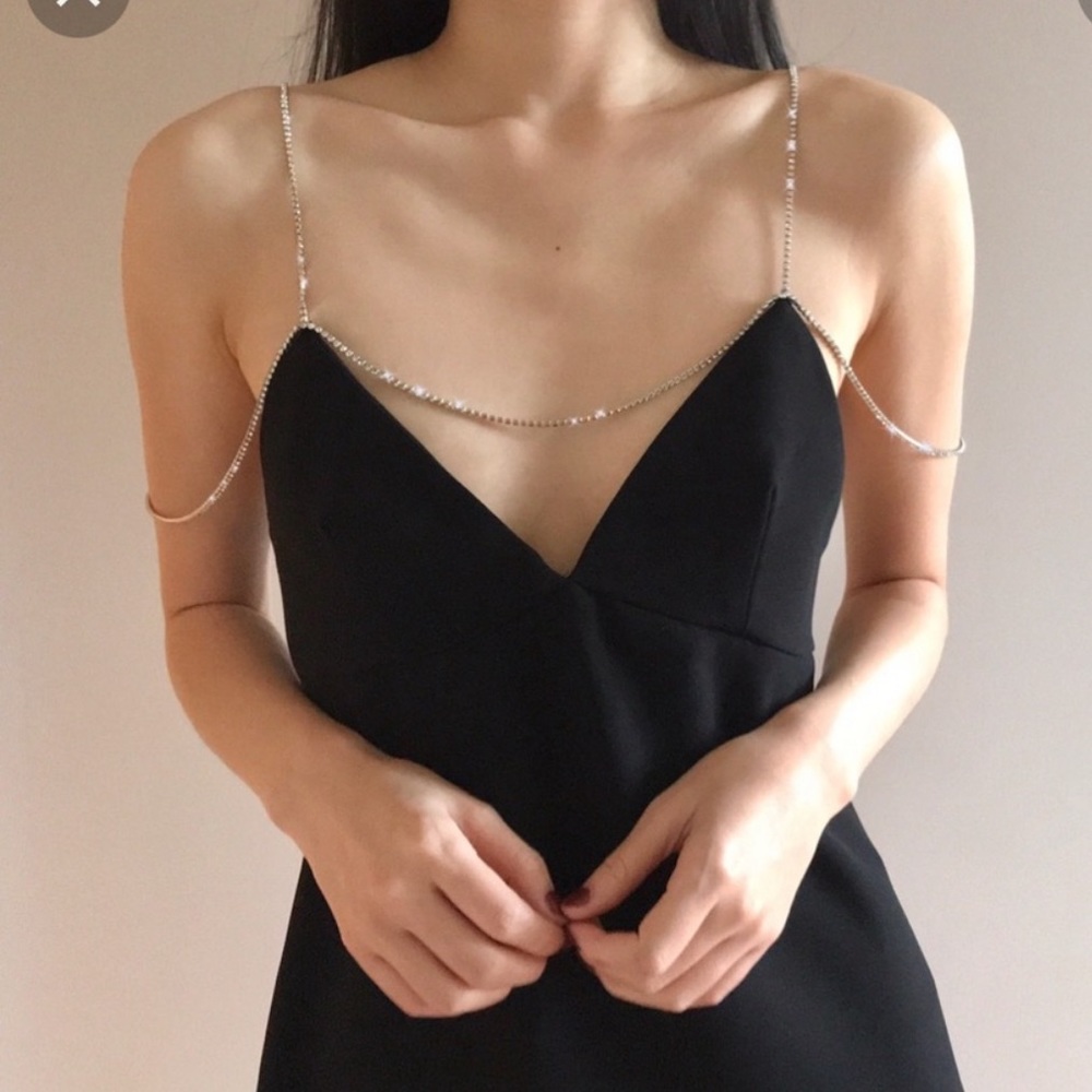 Zara Black Rhinestone strap mini dress SMALL
